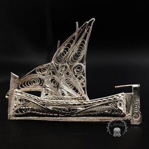 Vintage Maltese Silver Sailboat Pin with Hallmarks